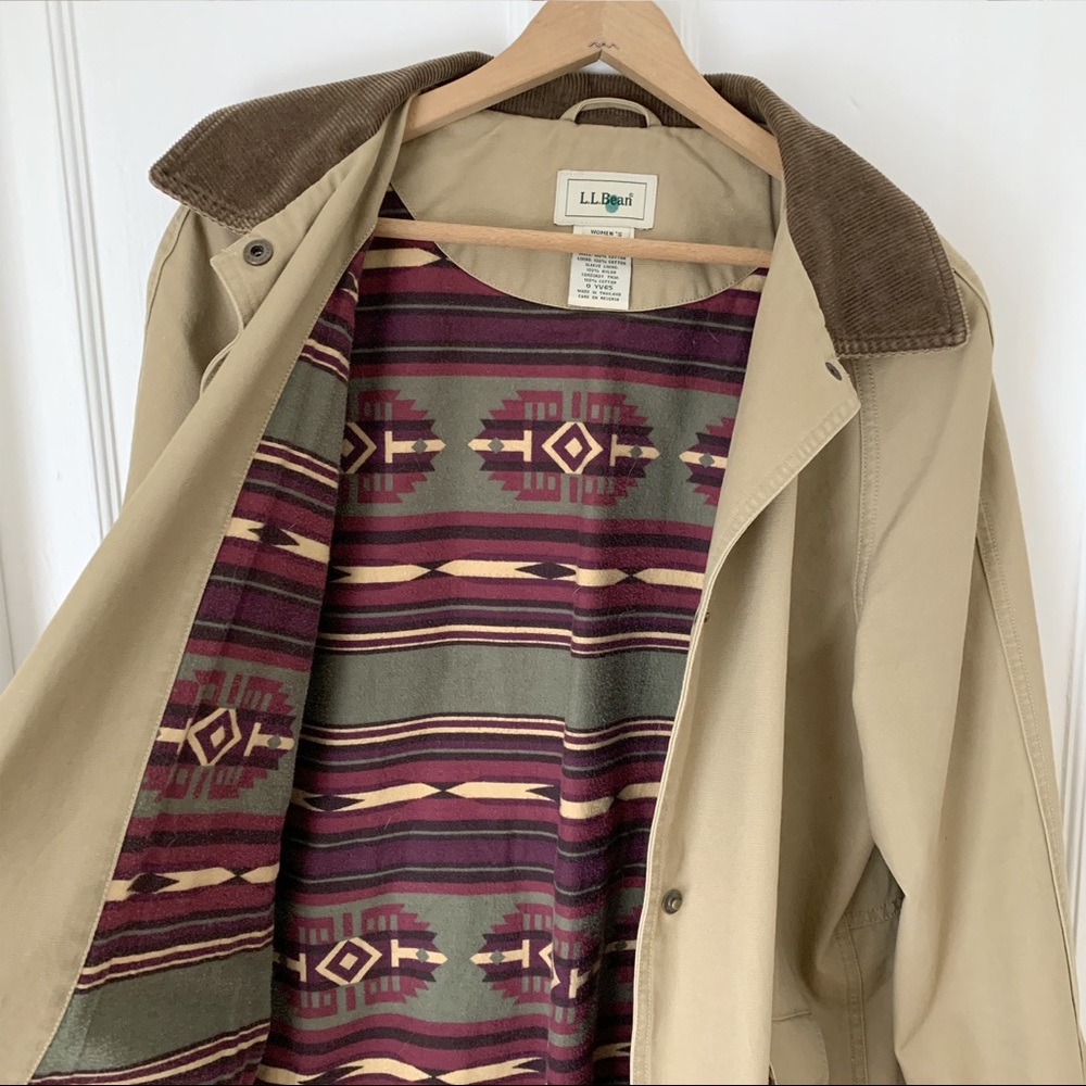Vintage LL Bean Flannel-Lined Trench Coat / Duster